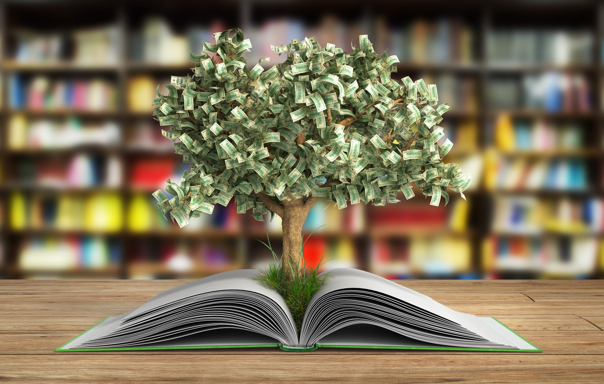 Tree growing out of a book