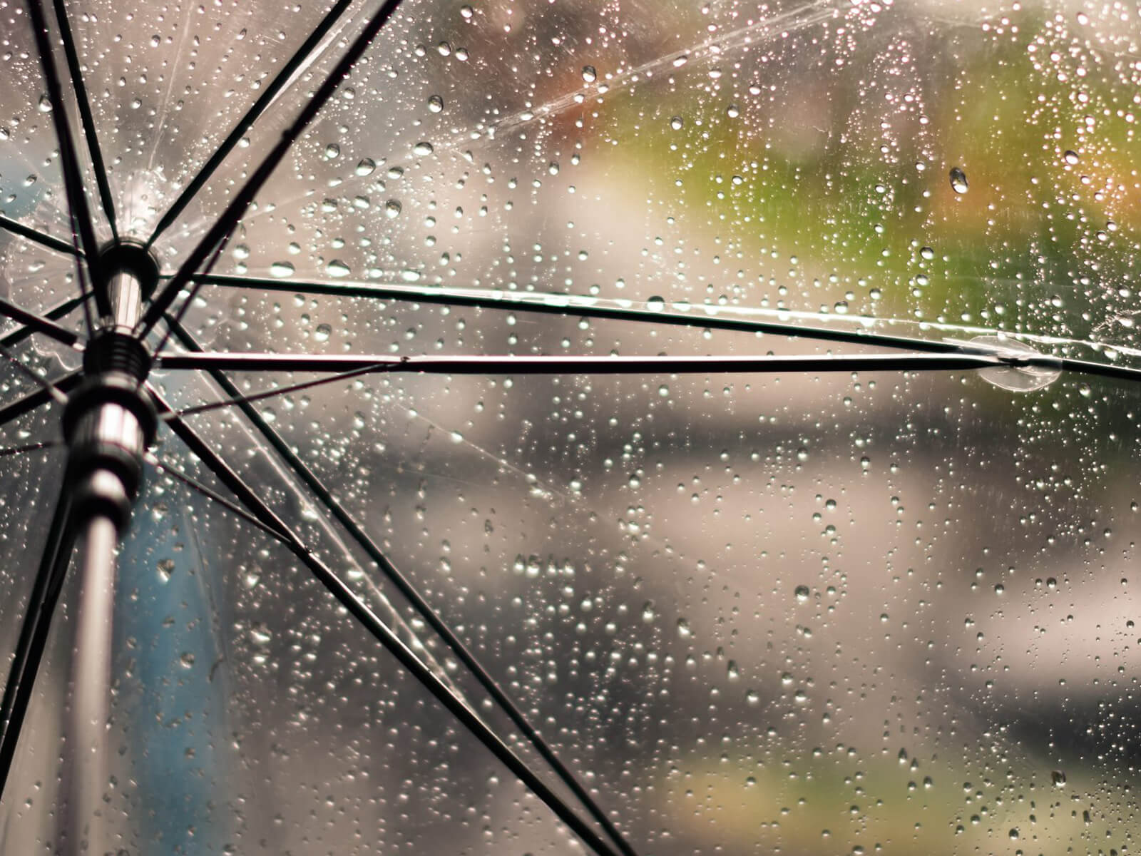Rain hitting an umbrella